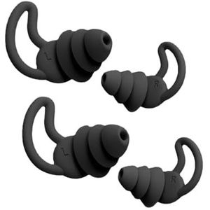 Auriselle 2 Paar Oordopjes voor Spiraal Slapen Siliconen Herbruikbare Oordopjes met 37 Db Ruisonderdrukking Zachte Oordopjes voor Werk Slapen en Concert, Zwart