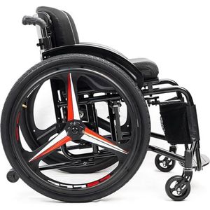 PA-DABAOO All-Terrain Ultralichte Sportrolstoel, Opvouwbare Lichtgewicht Rolstoel, Aluminium Rolstoel, Zelfrijdende Handmatige Rolstoel, Zitbreedte 38/40 / 42CM,Seat width 38cm black