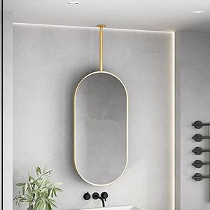 Wandspiegels Badkamerspiegels Ovale home ijdelheid make-up spiegel creatieve decoratieve spiegel, met metalen frame en plafond opknoping giek wand glazen spiegel voor badkamer woonkamer - goud