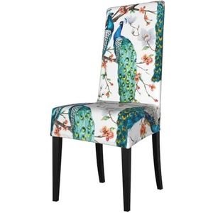 KemEng Mooie pauw bloemen print, stoelhoezen, stoelbeschermer, stretch eetkamerstoelhoes, stoelhoes voor stoelen