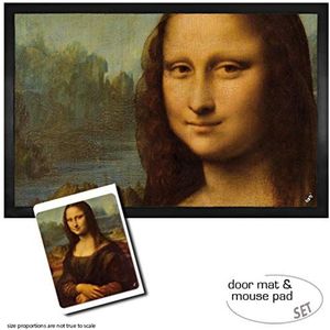 1art1 Leonardo Da Vinci, Mona Lisa, 1503–1506 Deurmat (60x40 cm) + Muismat (23x19 cm) Cadeauset
