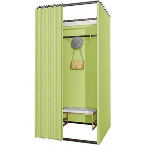 SAFWEL Display Rack staande kleedkamer draagbare verwijderbare paskamer, kleedstation met schaduwgordijn en haak, eenvoudige installatie (kleur: groen, maat: 100 x 80 x 200 cm)