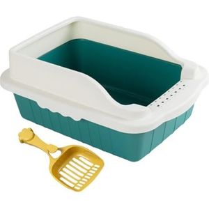 F Fityle Open Top Kattenbak Potje Toilet Kattenbak Loo Huisdieren Kattenbak Pan met Schepje voor Hamster Binnenkatten Kitty, Groen S 27x18x15CM