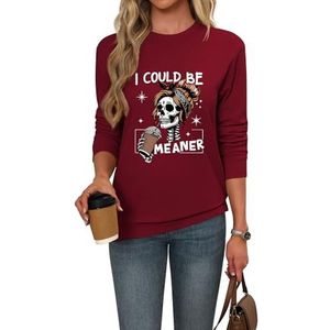 MLZHAN Plant Addict Vrouwen Kerst Sweatshirt Gewoon Een Meer Plant Leuke Planten Grafische Ronde hals Lange Mouw Xmas Sweatshirt, wijnrood, S