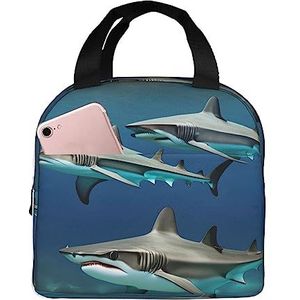 Hammerhead haaien print geïsoleerde lunchtas draagtas,Warmte bewaren Lunch Box Cooler Thermische Tas voor Werk