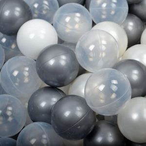 MEOWBABY 100 ∅ 7Cm Kinderen Ballen Spelen Ballen Voor Ballenbak Plasticballen Speelballen Speelgoedballen voor de Kinderkamer Gemaakt In EU Zilver/Transparant/Witte Parel