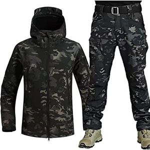 Men's Tactical Jacket and Pant, Soft Shell Hunting Jackets, Camouflage Military Uniform Suit, Military Clothes Suit, Waterproof, Lightweight, Outdoor, Zip, Hoodie,002,SIZE: XL