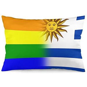 LGBT Pride Uruguay vlag kussensloop zachte bedrukte kussensloop kussenhoes kussenhoes beschermer voor bank bed hotel decor 40 cm x 60 cm