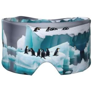 Pinguïns On The Iceberg Print Oogschaduw Cover voor dutje reizen yoga, oogdekking blinddoek reizen kantoor dutje vliegtuig
