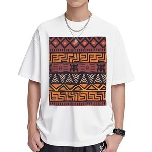 Afrikaanse modder doek tribal print dames katoenen T-shirts casual korte mouw tuniek tops ronde hals zomer basic losse pasvorm T-shirt, Wit, S