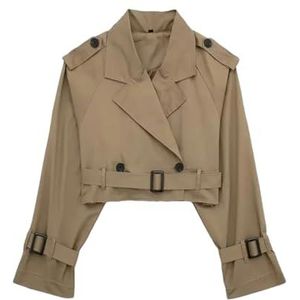 Dvbfufv Vrouwen Herfst Korte Trenchcoat Vrouwen Elegante Lange Mouw Jassen Vrouwen Mode Windbreakers Jassen, Bruin, S