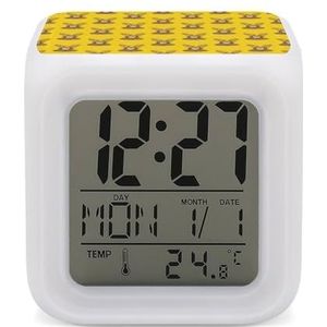 Schets Aap met Rendier Gewei Digitale Wekker voor Slaapkamer Datum Kalender Temperatuur 7 Kleuren LED Display