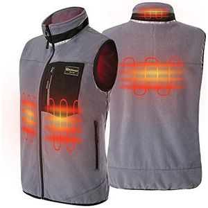 PROSmart Verwarmbaar Vest Lichtgewicht Fleece Verwarmd Vest met USB-Accu, Unisex (Grijs, S)