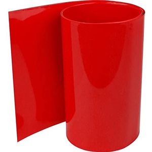 ISOLATECH PVC krimpkous per meter rood zonder lijm Vlakke maat 175mm (Ø111,4mm) 2 meter Krimpverhouding 2:1 Set voor het isoleren van 18650 oplaadbare batterijen zonder label (Ø111,4mm 2 meter)