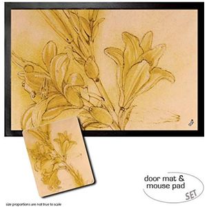 1art1 Leonardo Da Vinci, Study Of A Lily, 1480-1485 Deurmat (60x40 cm) + Muismat (23x19 cm) Cadeauset