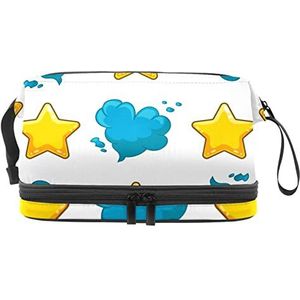 Dubbele Laag Cosmetische Tas Sterren Draagbare Make-up Tas Reizen Organizer Pouch voor Vrouwen Meisjes Toiletartikelen Tassen, Meerkleurig, 27x15x14 cm/10.6x5.9x5.5 in, Make-up zakje
