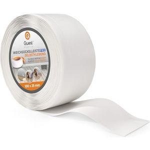 Quest Zachte Plint zonder plakband - 100 mm x 25 mm - Afwerkstrip, brede vouwstrip - voor muren, vloeren - PVC, flexibel, waterdicht, decoratief (Wit, 1m)