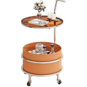 Klaptafel En Stoelen Voor Kampeerreizen Crèmekleurige Bank Bijzettafel Verplaatsbare Salontafel Woonkamer Thuis Eenvoudige Mini Ronde Opbergrek Trolley Klaptafels En Stoelen(Brown,B)