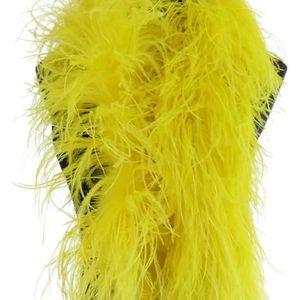 0,5 tot 3 meter Struisvogelveren 6-laags pluizige struisvogelveren sjaal versieringen diy bruiloft feestkleding naaien decoratie lint-geel-6-laags 2,5 meter