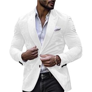 Heren fluwelen pak blazer slim fit kerstjas prom smoking jas getande revers bruiloft prom smoking, Wit, XS