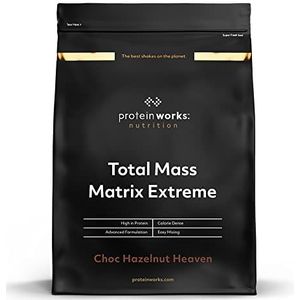 Total Mass Matrix Extreme Proteïne Poeder | Choc Hazelnut Heaven | Massa Aanwinst | Calorierijke Weight Gainer | Met Glutamine, Creatine & Vitaminen | Protein Works | 2.12kg