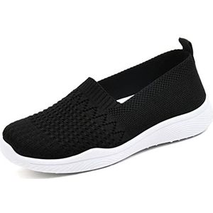 Dames Sok Wandelschoenen Ademend Lichtgewicht Gebreide Instappers Mesh Casual Non Slip Atletische Sneakers (Color : Black, Size : 35.5 EU)