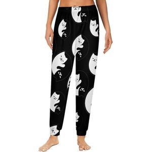 Yin And Yang Schattige katten dames pyjama lounge broek elastische tailleband nachtkleding broek print
