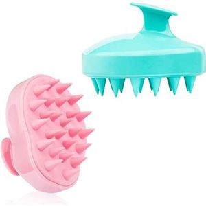 2 Pack Shampoo Borstel Haar Hoofdhuid Massager Zachte Siliconen Hoofdhuid Massage Borstel Diep Licht Groen Roze