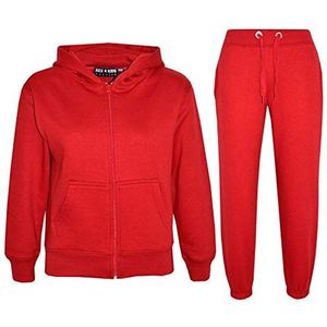 A2Z 4 Kids Meisjes Jongens Effen Trainingspak Hoodie Met - T.S Plain Red 11-12