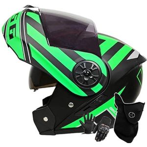 Motorhelm Systeemhelm Modulaire Helm Geïntegreerde Motorhelm Met Dubbel Vizier DOT/ECE-Gecertificeerde Bromfiets-Scooterhelm Voor Volwassenen Dames Heren N,S/55-56CM