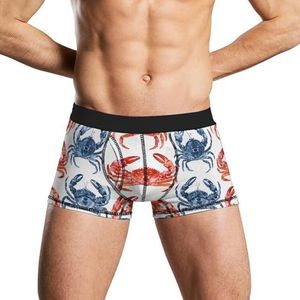 Krab En Rode Kreeft Heren Ondergoed Ademend Boxer Slips Zachte Stretch Boxers Trunks