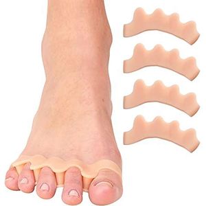 ZenToes Siliconen teenafstandhouders en scheiders voor de juiste uitlijning van de teen, eeltknobbels, hamerteenstijltang, orthopedische gel corrector - 2 paar (beige)