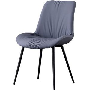 Maaltijd Stoelen Moderne keukenstoel Eetkamerstoelen PU-lederen vrijetijdskleding Beklede moderne stoel met metalen poten for keuken Woonkamer Kaptafelstoelen(Dark Blue,1pcs)