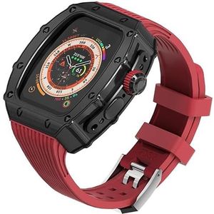 OFWAX Metalen legering horlogekast rubberen band, voor Apple Watch Ultra 8 49 mm serie vervanging, horlogekast sportbanden sluiting mod kit, voor Iwatch-serie 49 mm vervangende accessoires, 49mm,