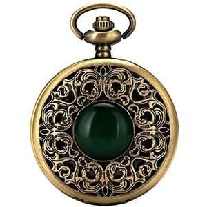Zakhorloges Vintage holle groene kristal jadeite imitatie steen quartz zakhorloge ketting ketting hanger horloge heren en dames geschenken