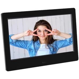 7 Inch LED-filmspeler Digitale Fotolijst Elektronische Albumafbeelding Muziekvideo Ondersteuning Meerdere Talen Klok/Kalenderspeler Eenvoudig delen(Black)