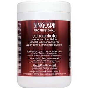 BINGOSPA Anti-cellulitis afslankende kaneel en cafeïne 100% concentraat met liposomen en oliën: groene koffie, sinaasappelschil en kruidnagel voor versteviging en modellering - 1000 ml