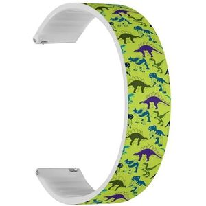 RYANUKA Solo Loop Band Compatibel met Amazfit GTR 2e / GTR 2 / GTR 3 Pro/GTR 3 / GTR 4 (Bright Neon Dino) Quick-Release 22 mm rekbare siliconen band band accessoire, Siliconen, Geen edelsteen