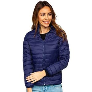 BOLF Dames overgangsjas lichte gewatteerde jas met capuchon vrijetijdsjas parka jas regenjas windjack bomberjack sportjas ritssluiting warmte outdoor modelkeuze D4D, Donkerblauw_1141, L