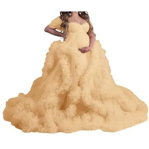 WSEYU Mouwloze tule zwangerschapsjurken voor vrouwen met bustier babyshower, zwangerschapsjurken, grote maten, Huid, 32