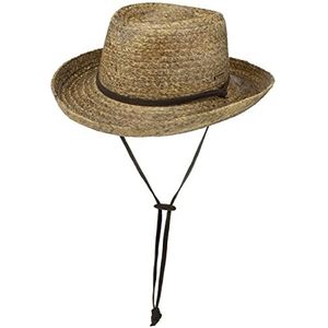 Stetson Vantago Western Strohoed met Stormband Heren - cowboyhoed zonnehoed strand hoed leren band voor Lente/Zomer - XL (60-61 cm) naturel
