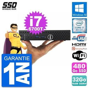 Dell Mini PC 3050 Micro Intel i7-6700T RAM 32GB SSD 480GB HDMI Windows 10 WiFi (Refurbis)