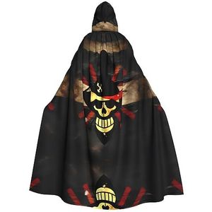 OdDdot Piratenvlag print carnaval cape volwassen capuchon mantel heksenkostuum voor mannen en vrouwen cosplay kostuums