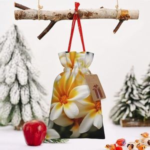 Kerst Trekkoord Zakken Geel Oranje Witte Bloemen Gedrukt Kerst Wrapping Zakken Kerst Candy Gift Bag voor Xmas Holiday Party