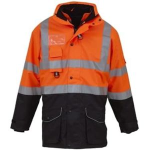 Veiligheidsvest Voor Fietsers Winterparka Reflecterend Jack Warme Bovenkleding Regenjas Met Ritssluiting En Zakken Opvallend Vest Voor Donkere Uren(Orange,XXL)