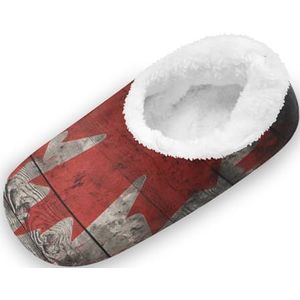 KAAVIYO Rode Vlag Art Outdoor Slippers Katoen Huis Schoenen Gesloten Terug Winter Antislip Fuzzy Voeten Slippers Voor Indoor Jongens Vrouwen, Patroon, Medium