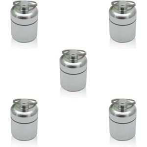 5 Set Mini Pillen Doos Aluminiumlegering Sleutelhanger Fles Backpacken Persoonlijke Tabletten Volwassenen Kinderen Ouderen Waterdichte Verzegelde Container Zilver
