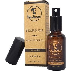 Baardolie 100% NATUURLIJKE zonder parfum. Met spray! Voedt, hydrateert, stimuleert de groei en laat het stralen. Combinatie van 8 heilzame plantaardige oliën. Perfect voor de gevoelige huid. 30 ml