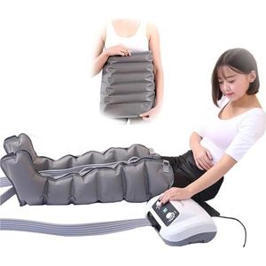 6 holte lymfedrainage luchtcompressie beenmassager, lichaamsmassager taille been arm relax-instrument, voor lymfoedeem circulatie zwelling ontspannen pijnverlichting, grijs, E