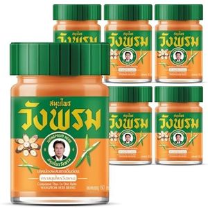 Wang Prom Thais Kruiden Massage Balsem voor huidverzorging Massage Wellness (Orange, 300g (6x50g))